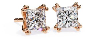 14K Rose Gold Princess Cut Lab Grown Diamond Earring