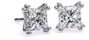 14K Rose Gold Princess Cut Lab Grown Diamond Earring