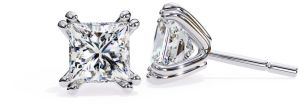 14K Rose Gold Princess Cut Lab Grown Diamond Earring