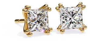 14K Rose Gold Princess Cut Lab Grown Diamond Earring