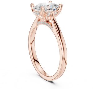14K Solid Gold 0.13 Carat Round Cut Diamond Ring