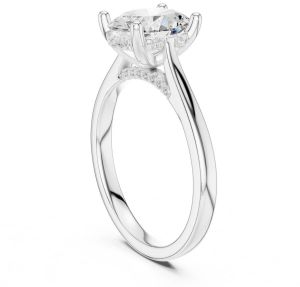 14K Solid Gold 0.13 Carat Round Cut Diamond Ring