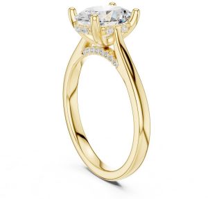 14K Solid Gold 0.13 Carat Round Cut Diamond Ring