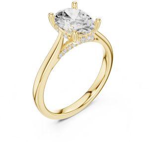 14K Solid Gold 0.13 Carat Round Cut Diamond Ring