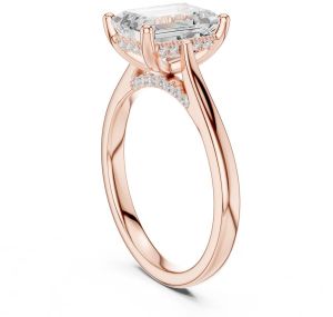 14K Solid Gold 0.15 Carat Emerald Cut Lab Grown Diamond Ring