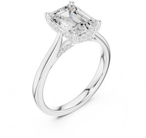14K Solid Gold 0.15 Carat Emerald Cut Lab Grown Diamond Ring
