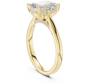 14K Solid Gold 0.15 Carat Emerald Cut Lab Grown Diamond Ring
