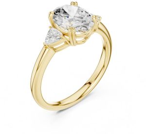 14K Solid Gold 0.40 Carat Trillion Cut Diamond Ring