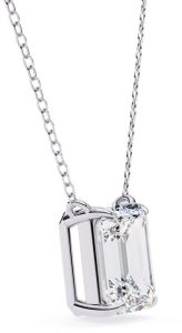 14K Solid Gold 1.00 Carat Emerald Cut Diamond Pendent