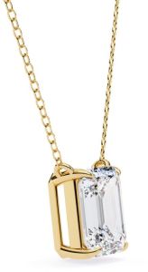 14K Solid Gold 1.00 Carat Emerald Cut Diamond Pendent