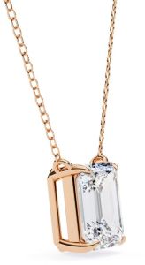 14K Solid Gold 1.00 Carat Emerald Cut Diamond Pendent