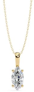 14K Solid Gold 1.00 Carat Marquise Cut Diamond Pendent