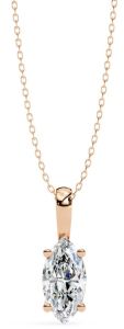14K Solid Gold 1.00 Carat Marquise Cut Diamond Pendent