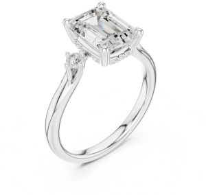 14K Solid Gold 2.0 Carat Emerald Cut Diamond Ring