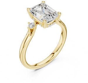 14K Solid Gold 2.0 Carat Emerald Cut Diamond Ring