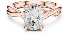 14k Solid Gold Oval Cut Diamond Ring