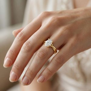14k Solid Gold Oval Cut Diamond Ring