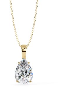 14K Solid Gold 2.00 Carat Pearl Cut Diamond Pendent