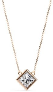 14K Solid Gold 2.00 Carat Princess Cut Diamond Pendent