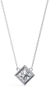 14K Solid Gold 2.00 Carat Princess Cut Diamond Pendent