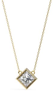 14K Solid Gold 2.00 Carat Princess Cut Diamond Pendent