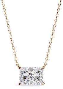 14K Solid Gold 2.00 Carat Radiant Cut Diamond Pendent