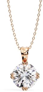 14K Solid Gold 2.00 Carat Round Cut Lab Grown Diamond Pendent