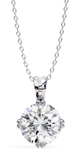 14K Solid Gold 2.00 Carat Round Cut Lab Grown Diamond Pendent