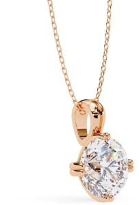 14K Solid Gold 2.00 Carat Round Cut Lab Grown Diamond Pendent