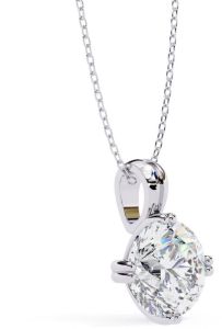 14K Solid Gold 2.00 Carat Round Cut Lab Grown Diamond Pendent