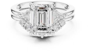 14K Solid Gold 2.50 Carat Emerald Cut Lab Grown Diamond Ring