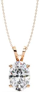 14K Solid Gold 2.50 Carat Oval Cut Diamond Pendent