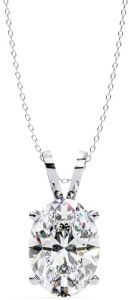 14K Solid Gold 2.50 Carat Oval Cut Diamond Pendent
