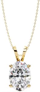 14K Solid Gold 2.50 Carat Oval Cut Diamond Pendent