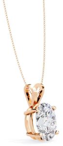 14K Solid Gold 2.50 Carat Oval Cut Diamond Pendent