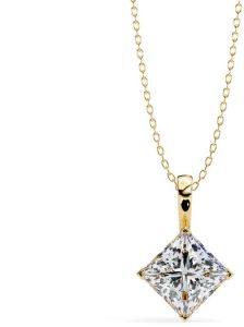 14K Solid Gold 2.50 Carat Princess Cut Diamond Pendent