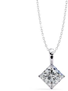14K Solid Gold 2.50 Carat Princess Cut Diamond Pendent