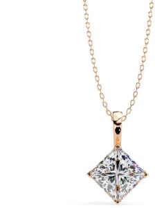 14K Solid Gold 2.50 Carat Princess Cut Diamond Pendent