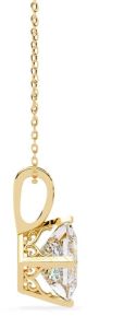 14K Solid Gold 2.50 Carat Princess Cut Diamond Pendent
