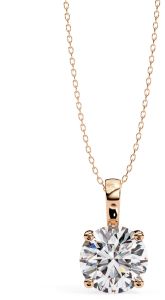 14K Solid Gold 3.00 Carat Princess Cut Diamond Pendent