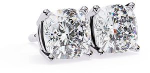 14K Solid Gold Cushion Cut Lab Grown Diamond Earring