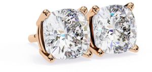 14K Solid Gold Cushion Cut Lab Grown Diamond Earring