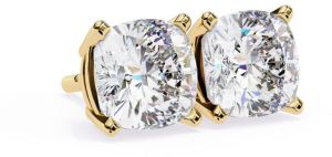 14K Solid Gold Cushion Cut Lab Grown Diamond Earring
