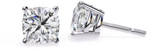 14K Solid Gold Cushion Cut Lab Grown Diamond Earring