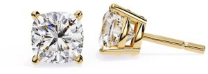 14K Solid Gold Cushion Cut Lab Grown Diamond Earring