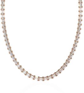 14K Solid Gold Emerald Cut 11.12 Carat Diamond Necklace