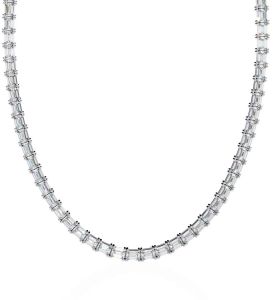 14K Solid Gold Emerald Cut 11.12 Carat Diamond Necklace