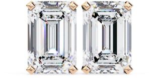 14K Solid Gold Emerald Cut Lab Grown Diamond Earring