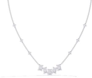 14K Solid Gold Emerald Cut Lab Grown Diamond Necklace