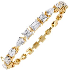 14K Solid Gold Emerald Cut Lab Grown Diamond Bracelet